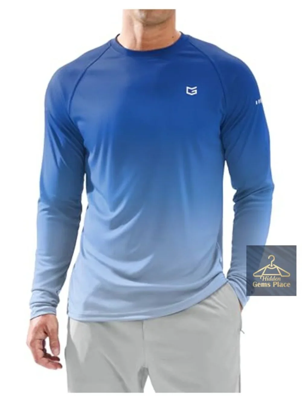 Men's UPF 50+ Long Sleeve Rash Guard Shirt Lightweight Sun Protection